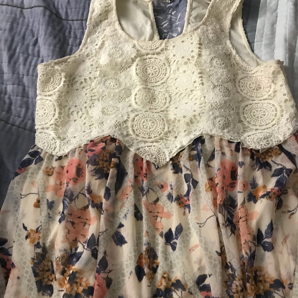 White and floral dress